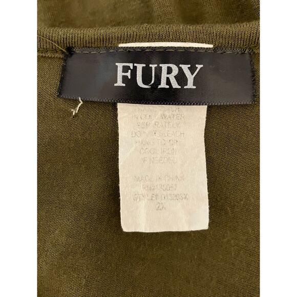 Fury Bell Sleeve Deep V Midi Dress Olive 2X - Picture 7 of 8